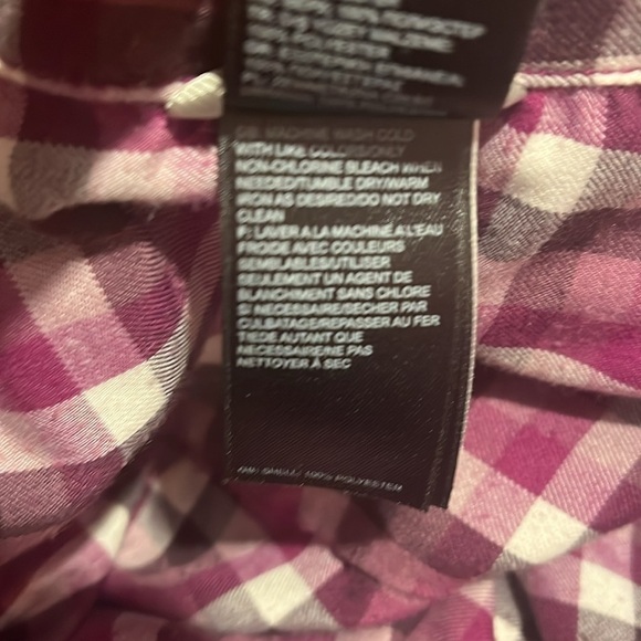 The North Face Purple/Black/White Checkered Snap Shirt Sz M - Picture 7 of 7